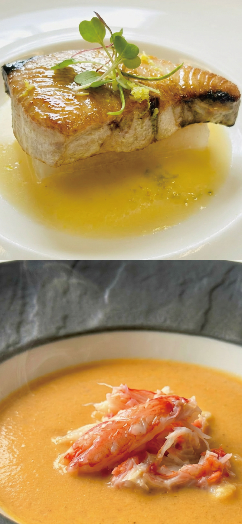 寒ブリと紅ズワイガニの料理